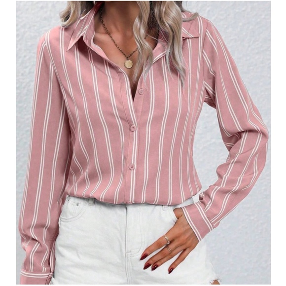 Classic Striped Button down Boyfriend Shirt - Picture 8 of 9